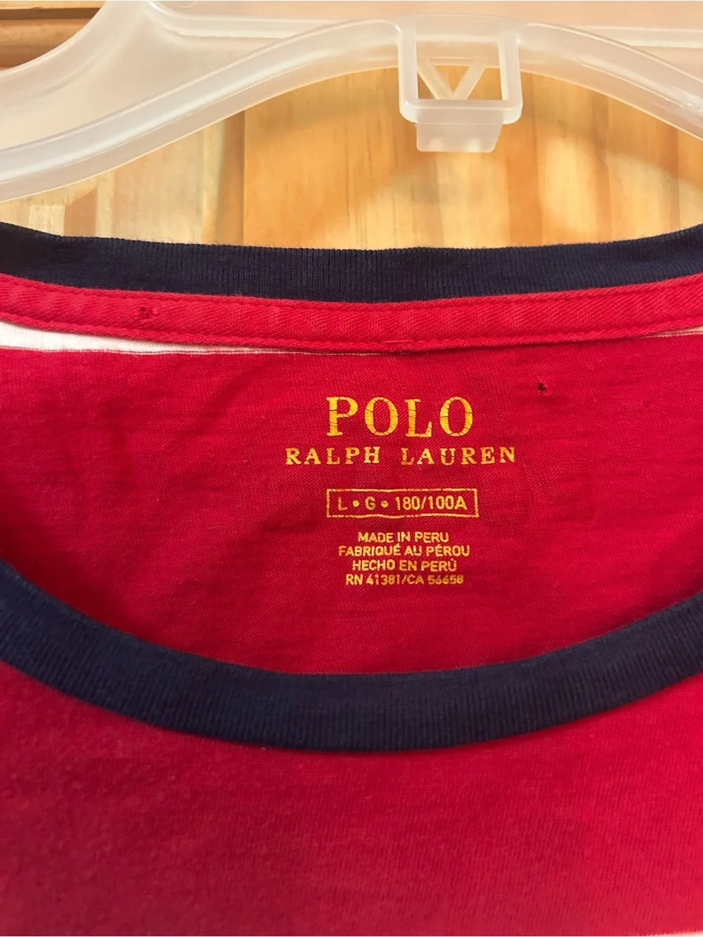 Polo by Ralph Lauren Red, White & Navy USA Striped Crew Tee